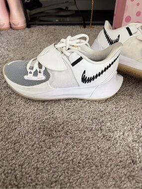 Nike Kids White Sneakers with Black Swoosh Detail